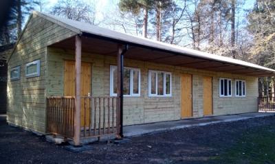 Pic 51. 14.4m x 4.2m Cricket Pavilion awaiting roof covering
